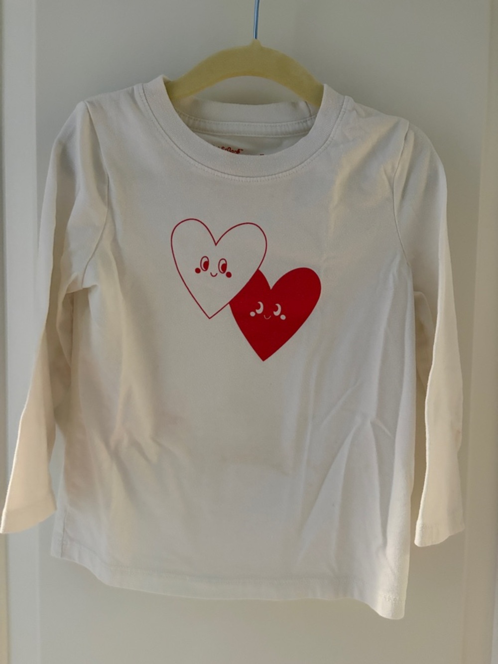 Cat & Jack White Long-Sleeve Shirt with Red Heart Duo